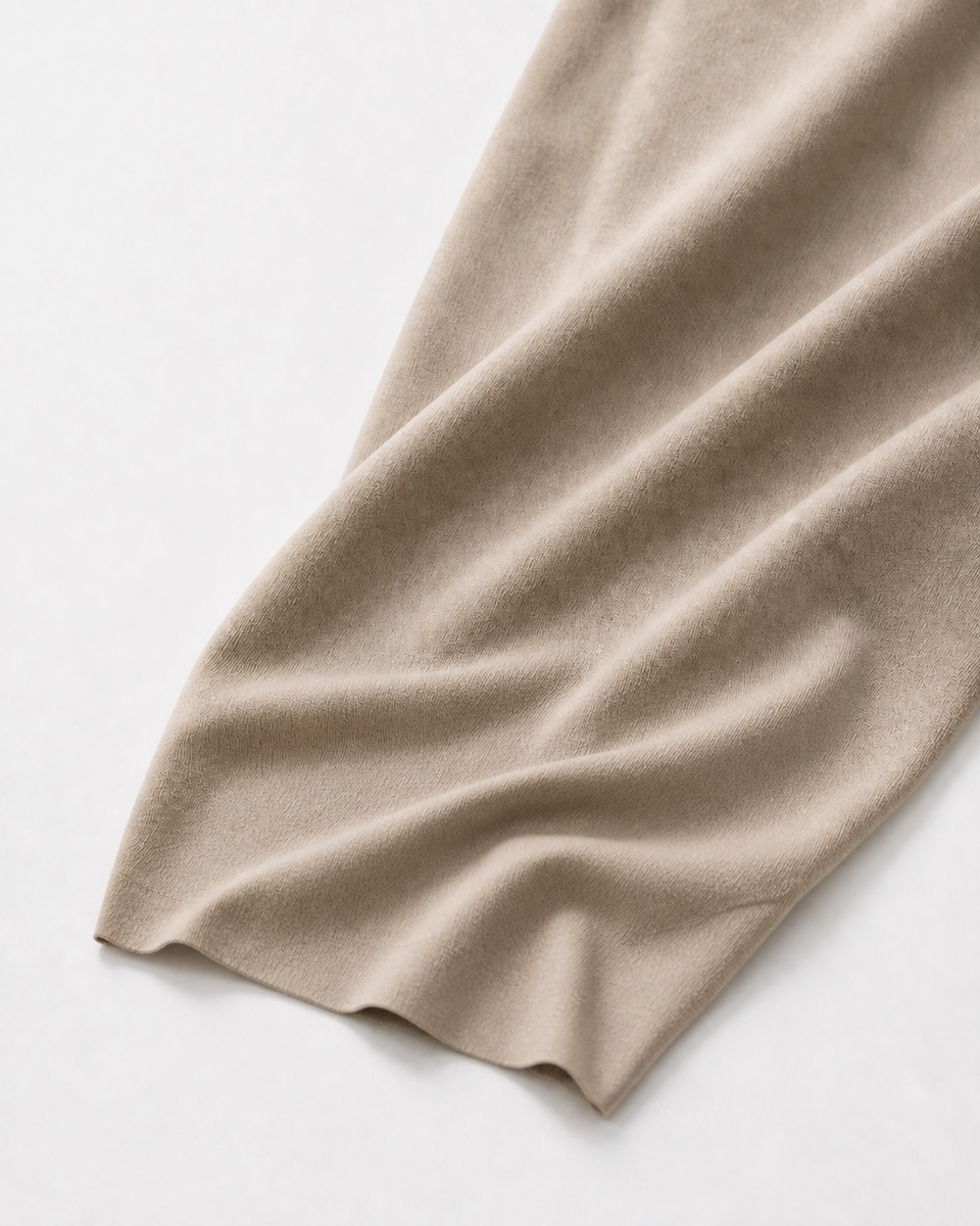 Illustrative view of warm taupe LG-F02 modal blend jersey